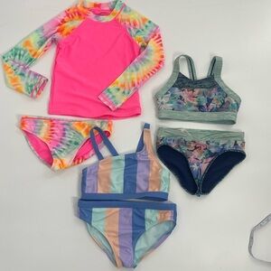 Girls Youth Swimsuit Set Bundle (3) Athleta, Wonder Kids, Art Class Bikinis 6/7
